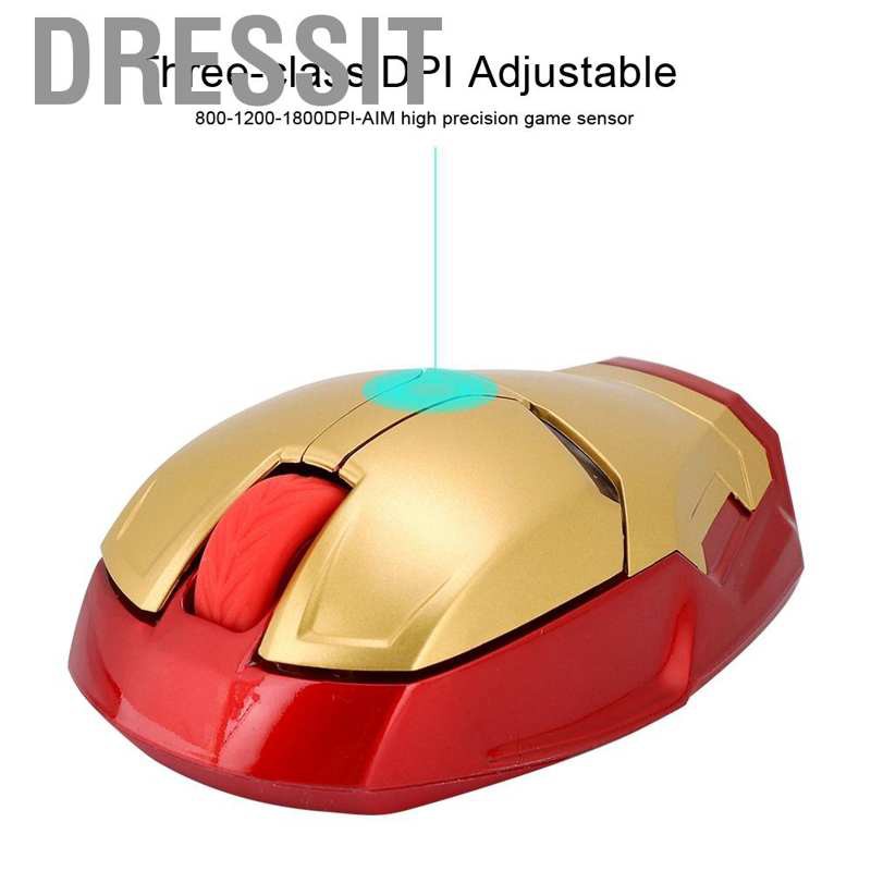 Chuột Chơi Game Không Dây Hình Iron Man 2.4ghz Usb 4d 1600dpi Cho Pc / Laptop