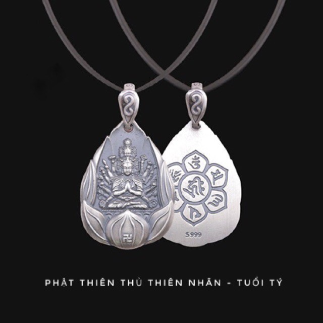 [ĐÃ TRÌ CHÚ] Vòng Cổ Phật Bản Mệnh Tuổi Tý Bằng Bạc - Phật Thiên Thủ Thiên Nhãn, tặng dây đeo (HOT)