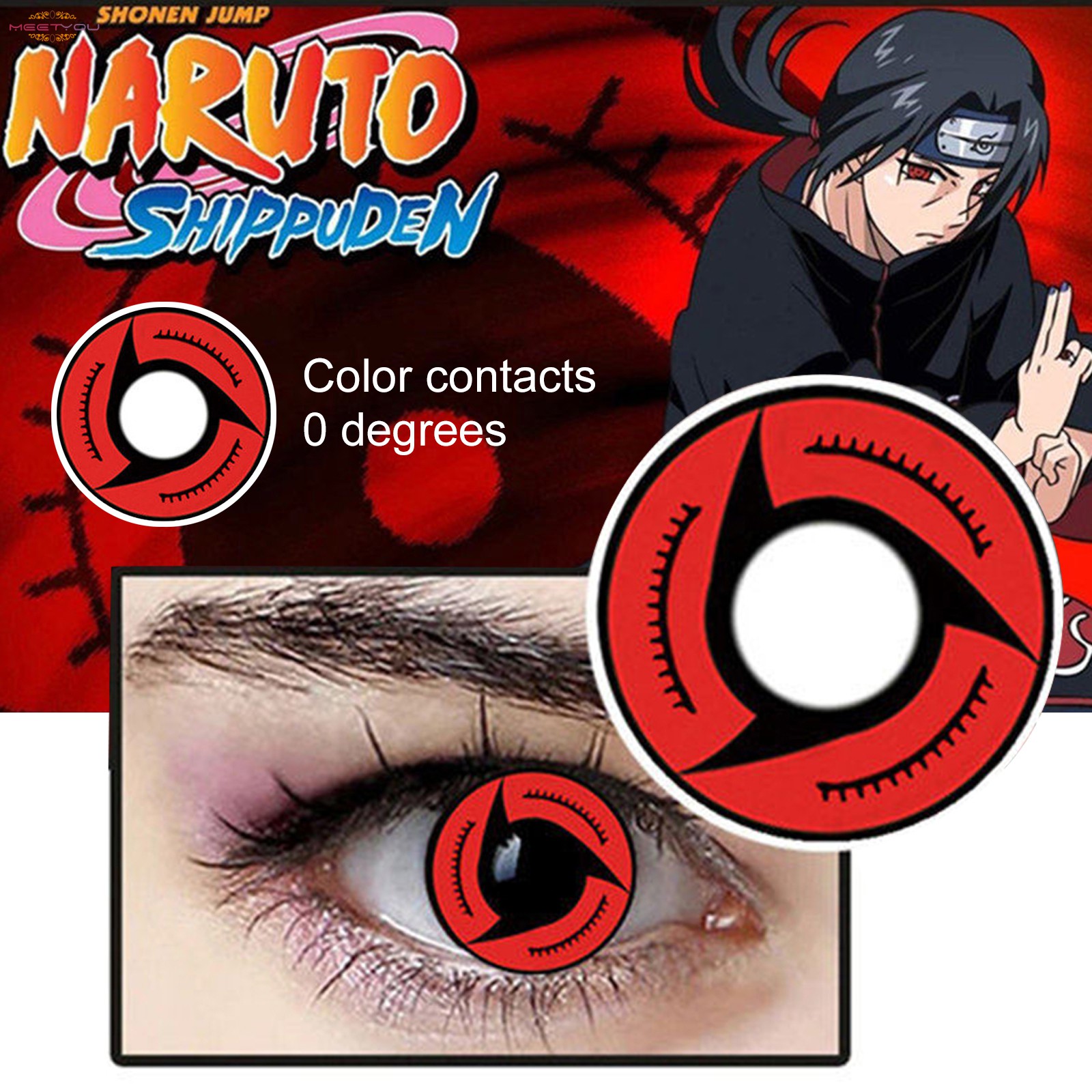 NARUTO Kính Áp Tròng Hóa Trang Nhân Vật Uchiha Itachi Kaleidoscope Eyes