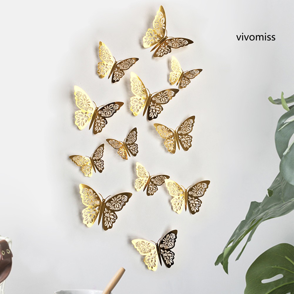 Set 24 miếng dán hình bươm bướm 3d dán tường trang trí độc đáo
