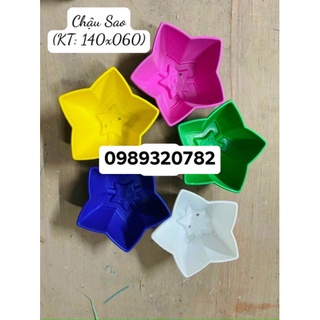 Chậu nhựa hình ngôi sao, trái tim nhiều màu KT 14cmx 6cm