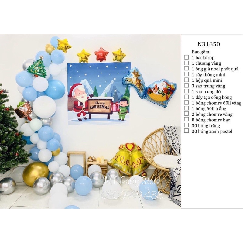 COMBO BÓNG VÀ BACKDROP TRANG TRÍ NOEL