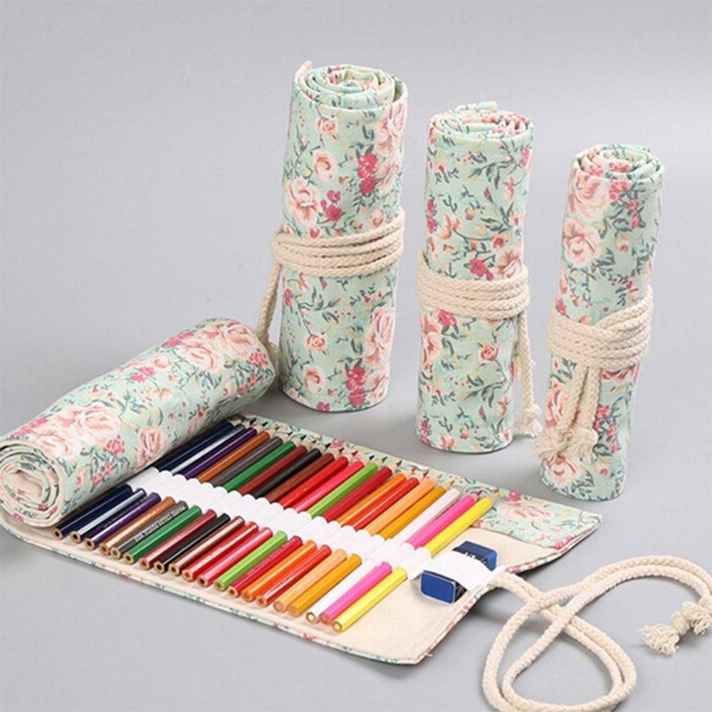 PATRICIA Túi Cuộn Đựng Bút Bằng Vải Canvas Tiết Kiệm Không Gian Ốp