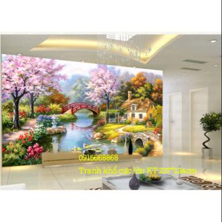 Tranh thêu chữ thập khổ cực lớn Tổ ấm hạnh phúc KT 237*124cm