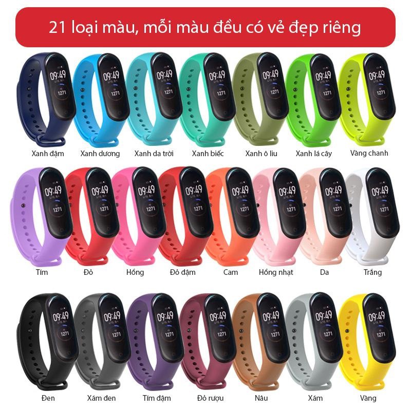 Dây đeo thay thế Slilicone cho Xiaomi Miband 4 (17 loại màu cho bạn chọn)