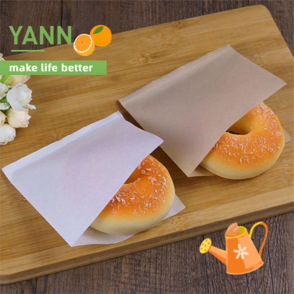 🍊YANN🍊 /100PCS New Oilproof Paper Food Solid Color Bread Packing Portable Kitchen Bakery Kraft Biscuits Bag Donut Wrapping/Multicolor