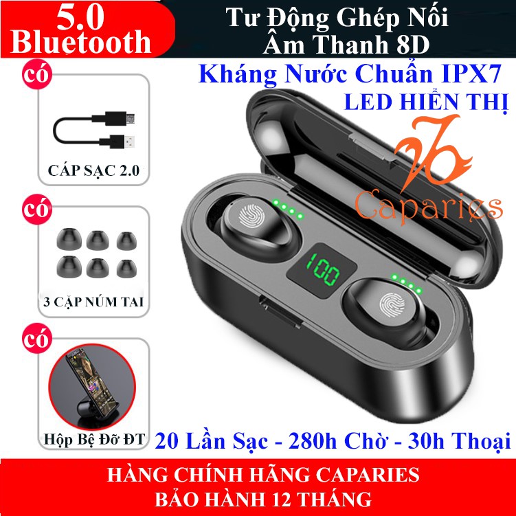 Tai Nghe Bluetooth 5.0 CAPARIES V3 (Tai Nghe Không Dây) Chống Nước - Chống ồn - Tích Hợp Micro - Tự Động Kết Nối