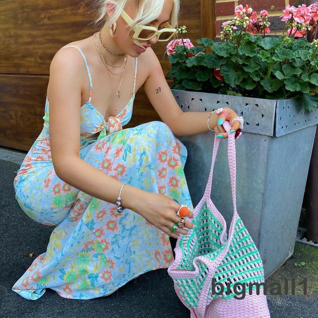 Đầm không tay Cổ Chữ V Xẻ Sâu In Hoa Thời Trang Gợi Cảm