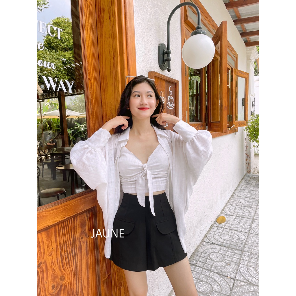 Áo sơ mi khoác ngoài kèm áo hai dây JAUNE- MONNY SET