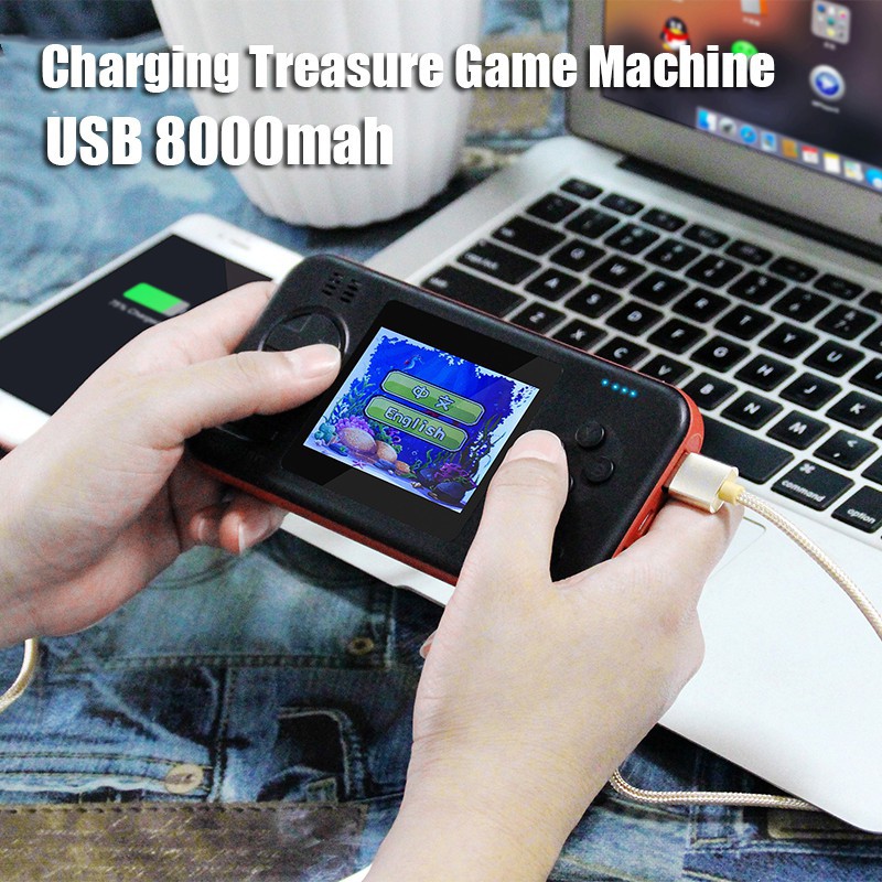 Máy Chơi Game 416 Trò Chơi - Kiêm Sạc Dự Phòng 8000 Mah - 2 Cổng Usb 2020 tặng kèm dây sạc adroi ngắn