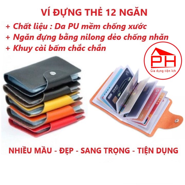 VÍ ĐỰNG THẺ (12 ngăn) bóp cầm tay đựng thẻ căn cước, thẻ ATM, danh thếp, túi bảo vệ card visit thẻ học sinh bằng lái xe