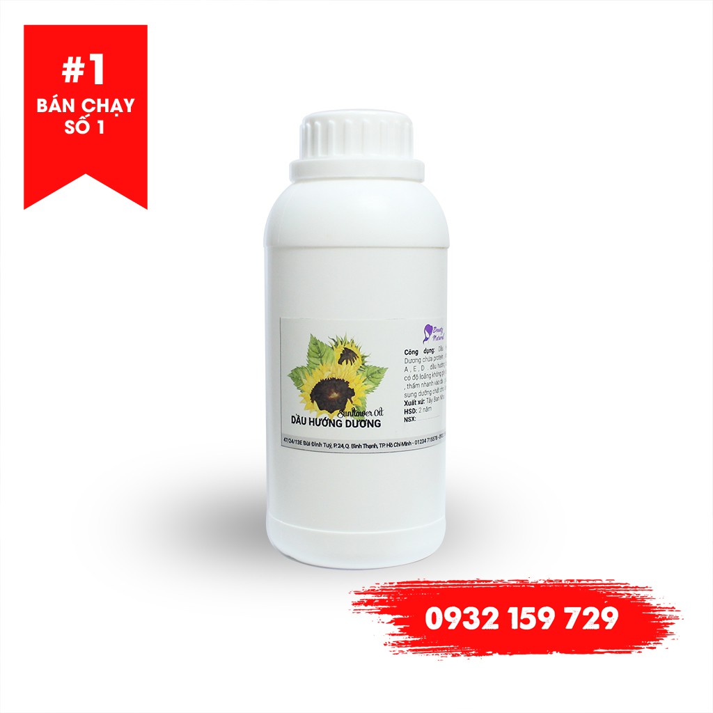 Dầu hướng dương (Sunflower Oil) 500ml/ 1 Lít - Nguyên liệu mỹ phẩm - Xuất xứ: Pháp