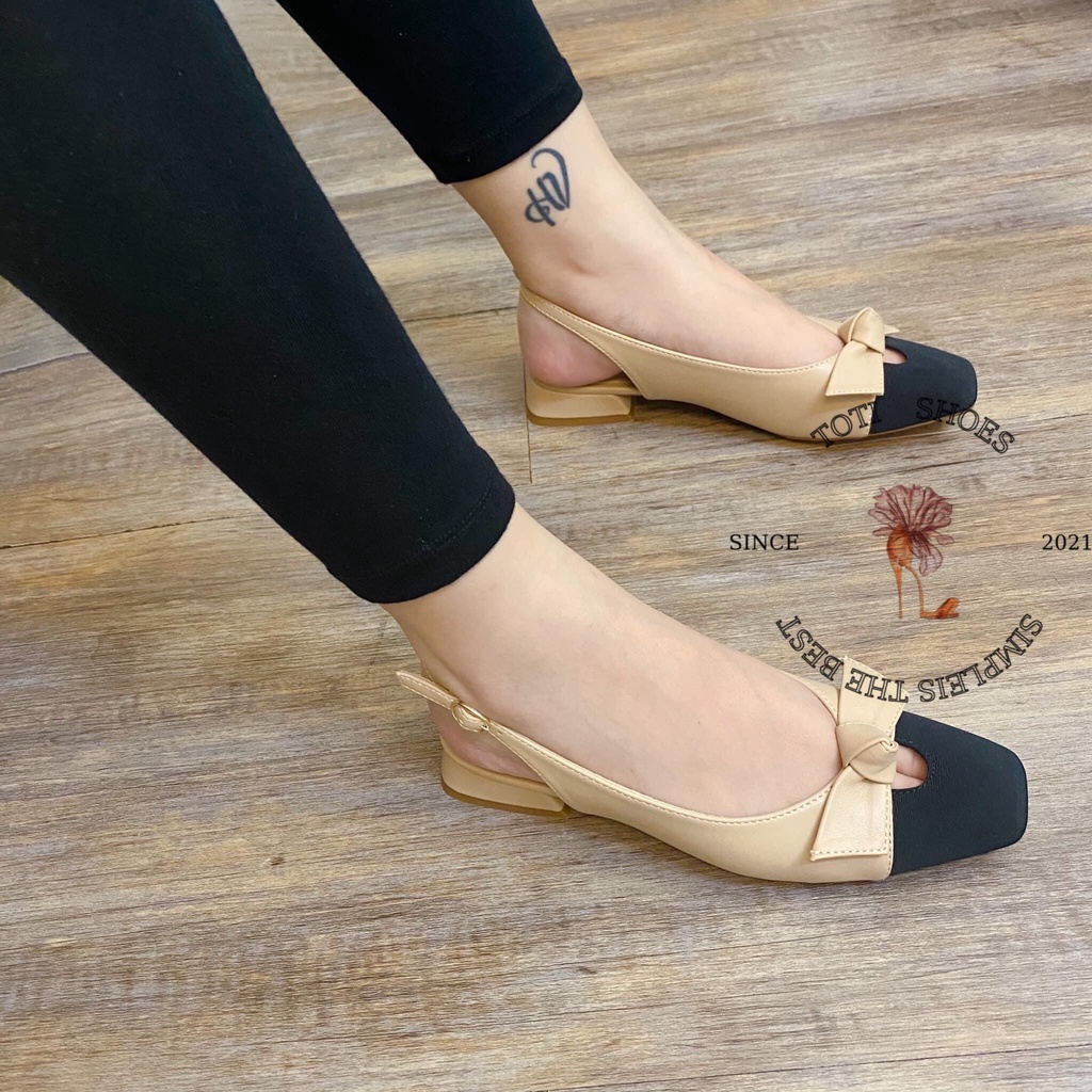 SỤC NỮ CAO CẤP TOTIIE SHOES - GIÀY BÍT MŨI NƠ QUAI KHÓA PHONG CÁCH - GIÀY SỤC NƠ HỞ HẬU ĐẾ VUÔNG 3CM G2201030 G2111250