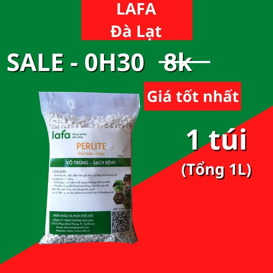 Đá perlite đá trân châu LAFA trồng cây sen đá, hoa kiểng 1 túi 1 Lít (kích thước đá 3-6mm), tơi xốp sử dụng làm vườn