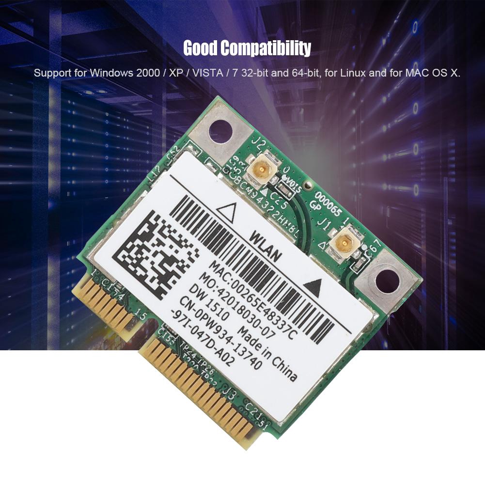 [Mã CBEL06 giảm 20% đơn 50k] Card mạng không dây mini bcm94322hm8l dw1510 Dual Band 300Mbps Mini PCI-E cho Dell e4200 e5500 | BigBuy360 - bigbuy360.vn