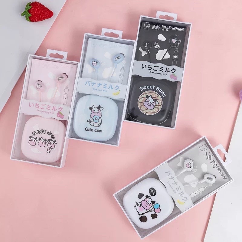 Tai Nghe KUTE Jack 3.5mm Và Hộp Đựng Hàn Quốc Cực Cute - Có Micro Đàm Thoại - Âm Thanh Hay