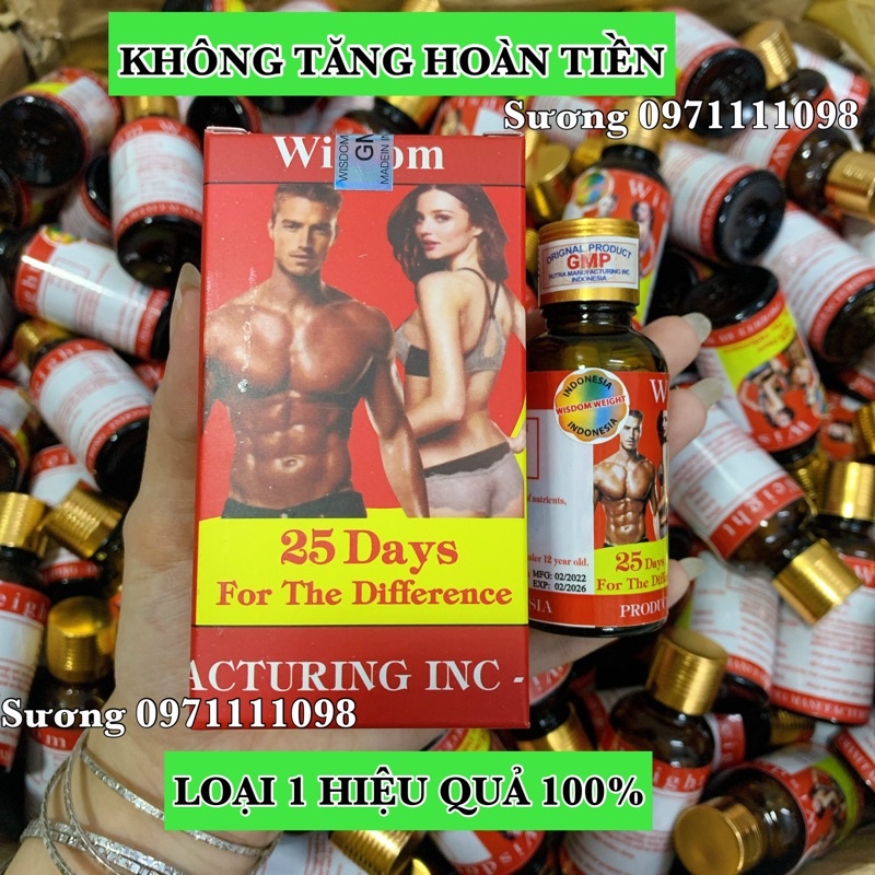 ❌(KHÔNG TĂNG HOÀN TIỀN) Tăng cân wisdome weight lọ 25 viên có tem chống giả, tăng cân an toàn , không tích nước