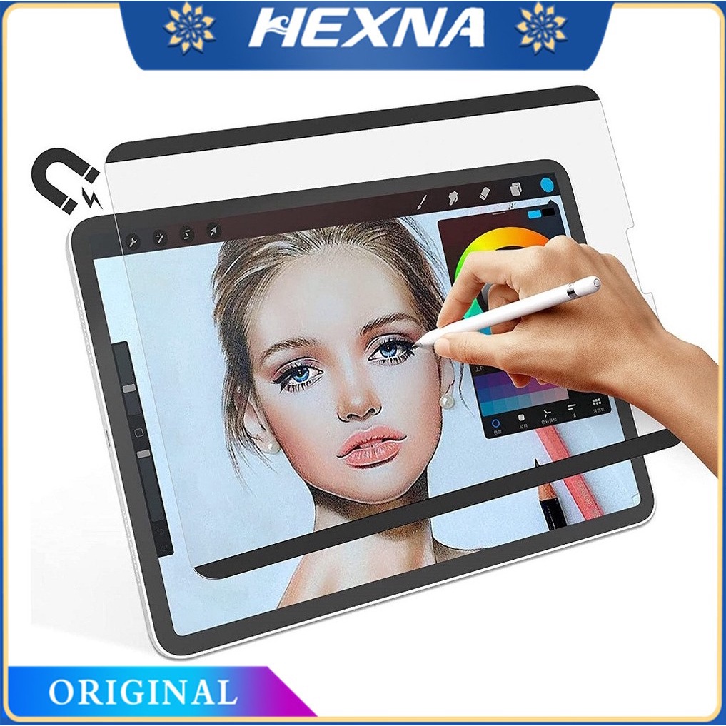 Bảo vệ màn hình paperfeel từ tính có thể tháo rời hexna cho samsung tab s6 lite p610 p615 s7 t870 s7 plus t970 a7 t500 bong bóng có thể tái sử dụng miễn phí tương thích với bảo vệ màn hình bằng kính