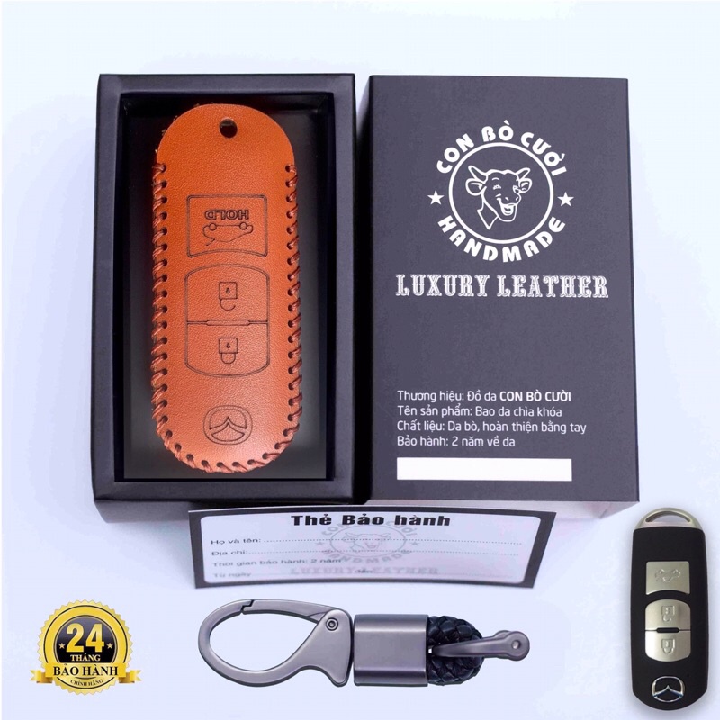 Bao Da Mazda  Da Bò Nhập Khẩu Italia, Bảo hành 2 năm, Khắc Tên + Số ĐT Chủ Xe