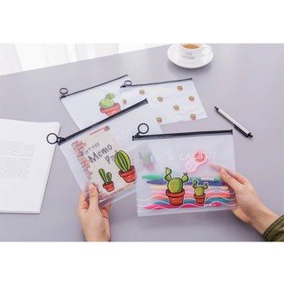 Túi Zip Đựng Đồ Trong Suốt Hoạ Tiết Cây Xương Rồng P080