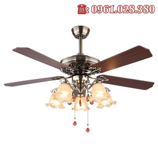 Quạt Trần Đèn 5 Cánh gỗ hàng cao cấp-Tăng kèm bóng led tiết kiệm điện