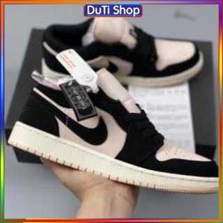Giày jordan 1 cổ thấp, giày sneaker jordan hồng đen thấp cổ nam nữ full box bill