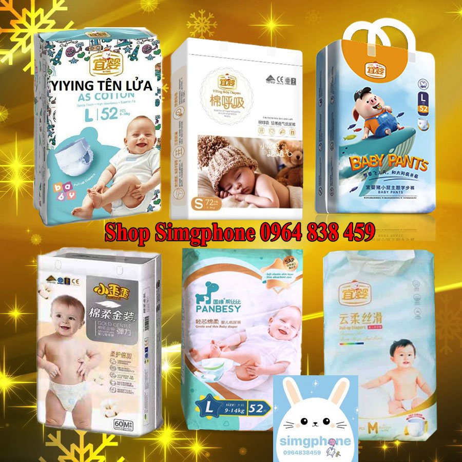 Bỉm dán/quần Yiying Bông/ Tên Lửa/ HEO nội địa trung size S72/M60/L52/XL44/XXL40 -GoldBaby