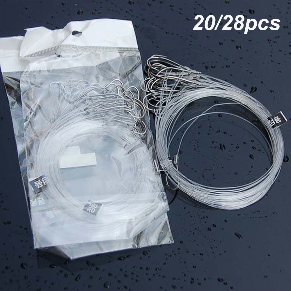 Bộ 20/28 móc câu cá bằng thép cacbon siêu bền tích hợp dây câu tiện dụng