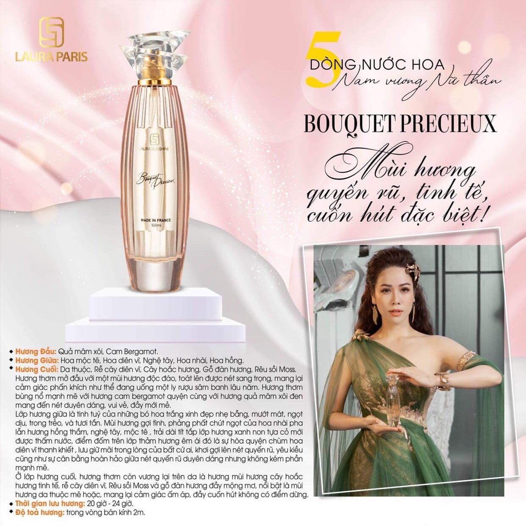 Nước hoa Pháp dành cho Nữ Bouqet Precieux Laura Paris No1 100ml - Laura Sunshine Nhật Kim Anh