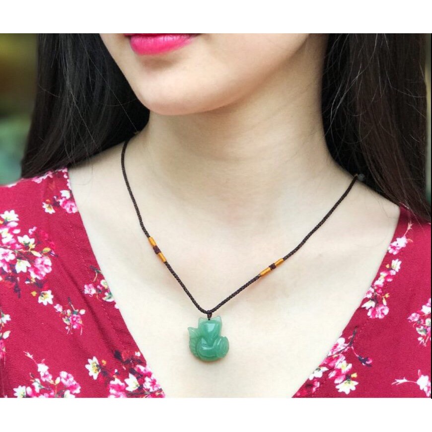 🍃 Mặt Dây Hồ Ly Thạch Anh Xanh (Aventurine) Vip 🍃