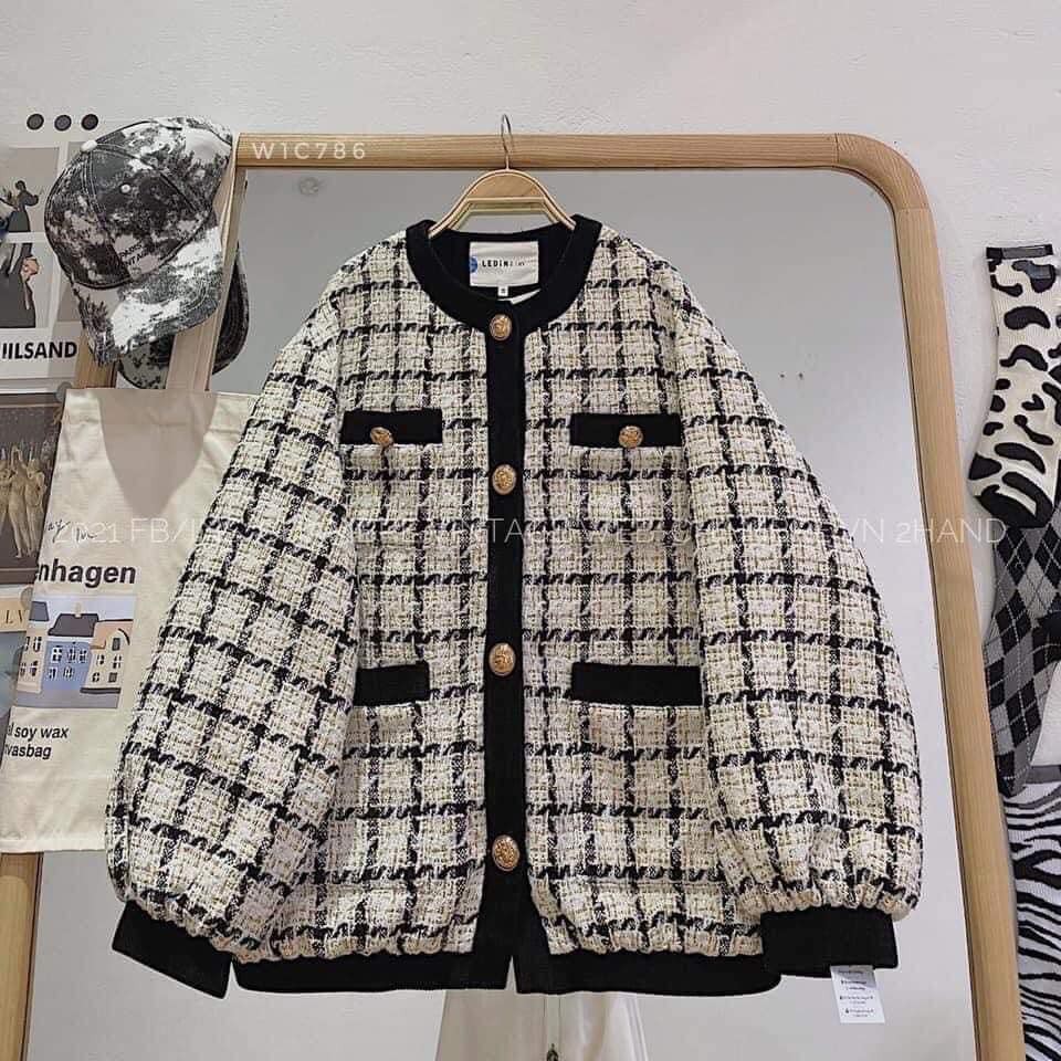 CARDIGAN LEN DẠ KẺ KOREA