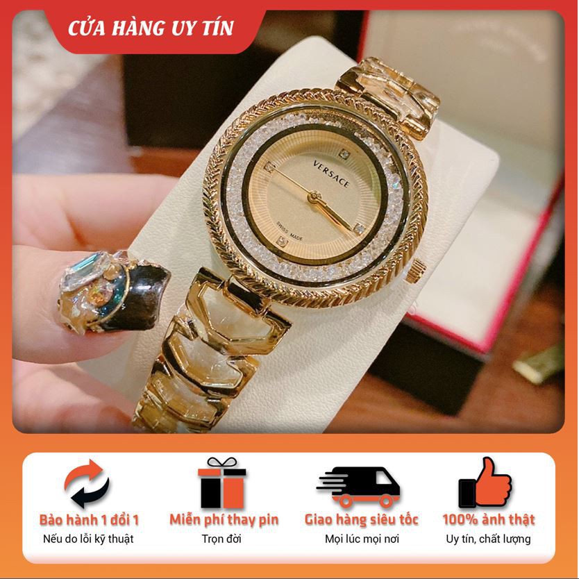 Đồng hồ nữ đẹp versace dây thép không gỉ trống nước thẻ bảo hành 12 tháng - Dongho.versace