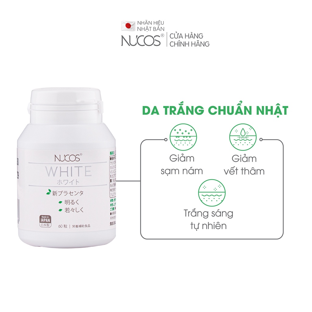 Combo 2 Hộp Viên uống trắng da giảm thâm nám chống nắng Nucos White 2x60 viên