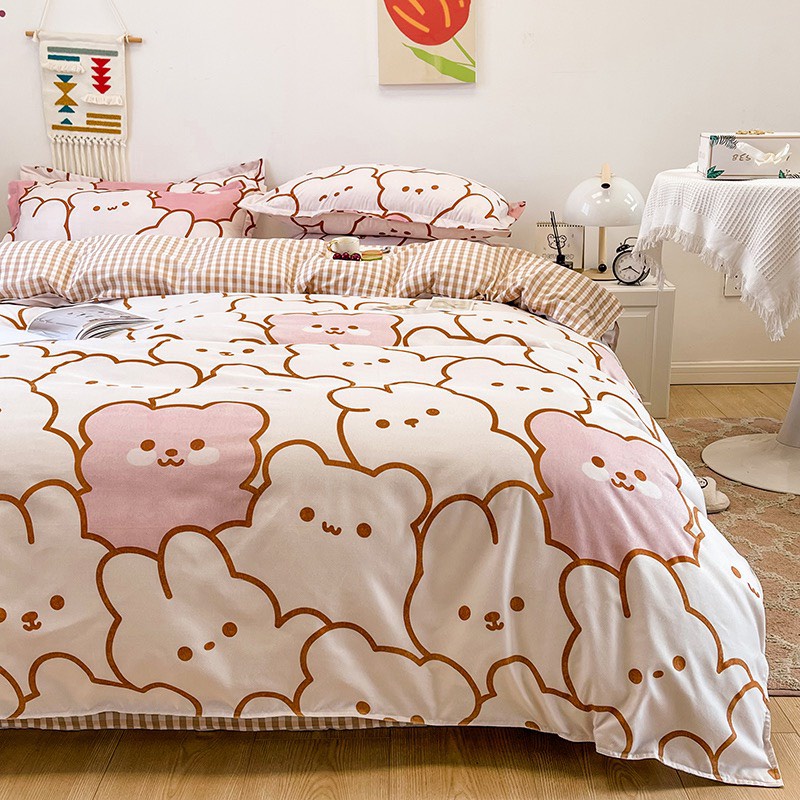 Bộ chăn ga gối cottn poly - Mẫu Gấu baby.