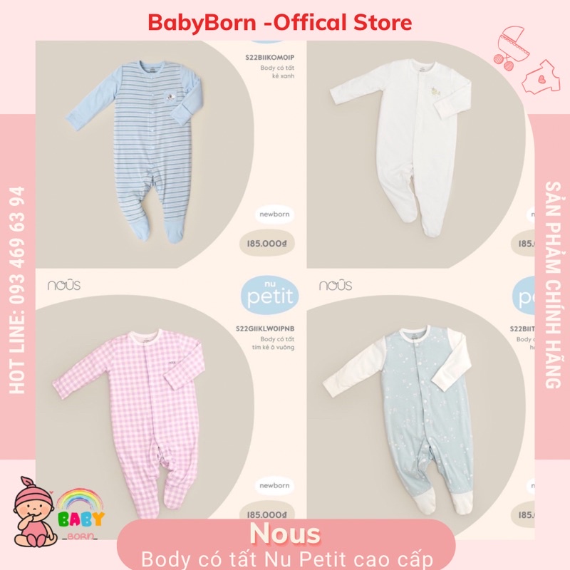 Nous -  Body Sơ Sinh Petit liền tất mềm mịn, thun giãn S611
