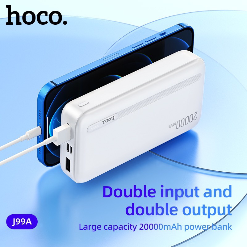 Pin Sạc Dự Phòng Hoco J99A 20000mAh Chính Hãng - 2 Input, 2 Output, Đèn Led Hiển Thị Dung Lượng Pin, Thiết Kế Nhỏ Gọn.