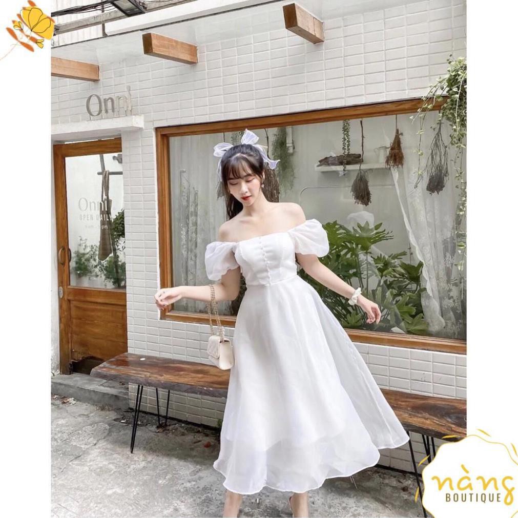 [Mẫu yêu thích] Váy Nữ Đẹp 💖FREESHIP💖 Đầm dáng xòe công chúa tay phồng nút [Mẫu Mới 2021]  ྇