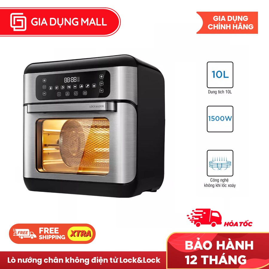 Lò nướng chân không điện tử Lock&amp;Lock All-in-one Air Fryer Oven 10L Màu đen - EJF291BLK