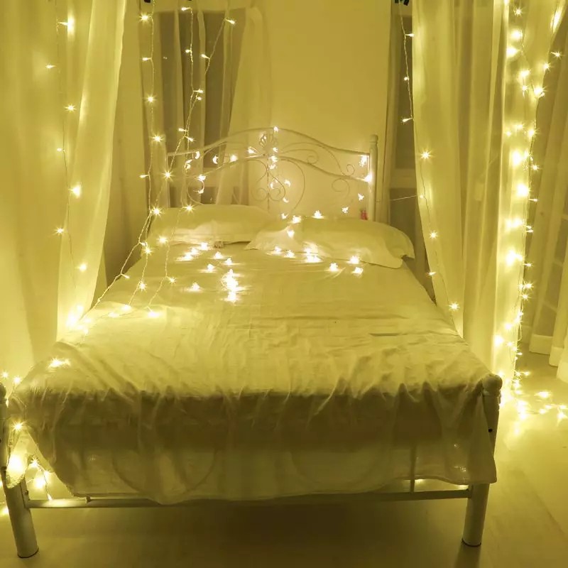 Cắm Điện - Dây Đèn Led Trang Trí Không Chớp Nháy 8M 50 Bóng Đèn Đom Đóm Vàng Nắng Fairy Light Trang Trí Nhà Cửa