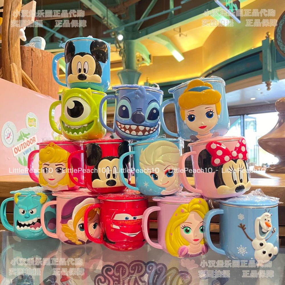 Ly giữ nhiệt , cốc ca nước có nắp hình Frozen Car Mickey Sulley Princess Mike Minnie Elsa cho trẻ em