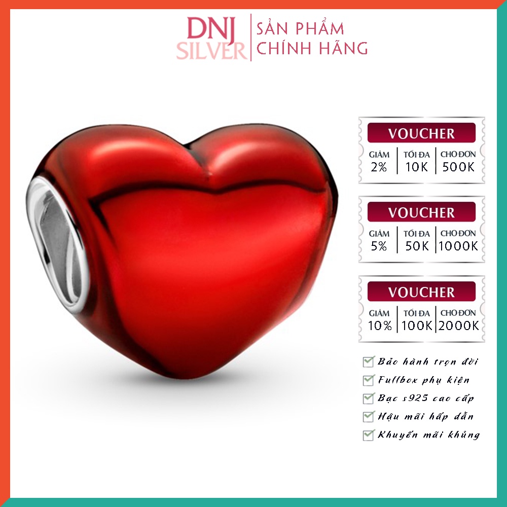 [Hàng cao cấp] Charm bạc 925 cao cấp, hàng chuẩn bạc - Charm Metallic Red Heart thích hợp để mix vòng tay charm - DN126
