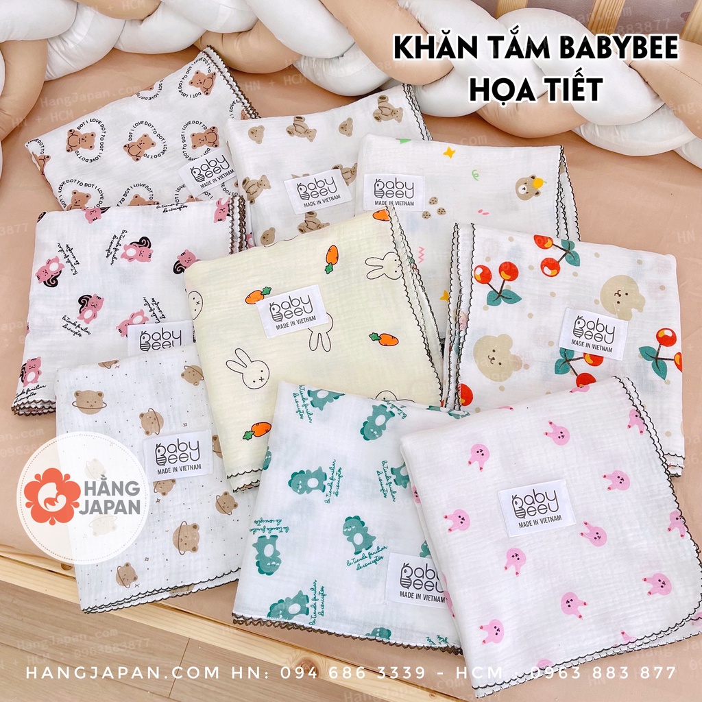 Khăn tắm đa năng BABYBEE/ Molli 90x100cm muslim cotton organic siêu thấm, kháng khuẩn an toàn cho bé