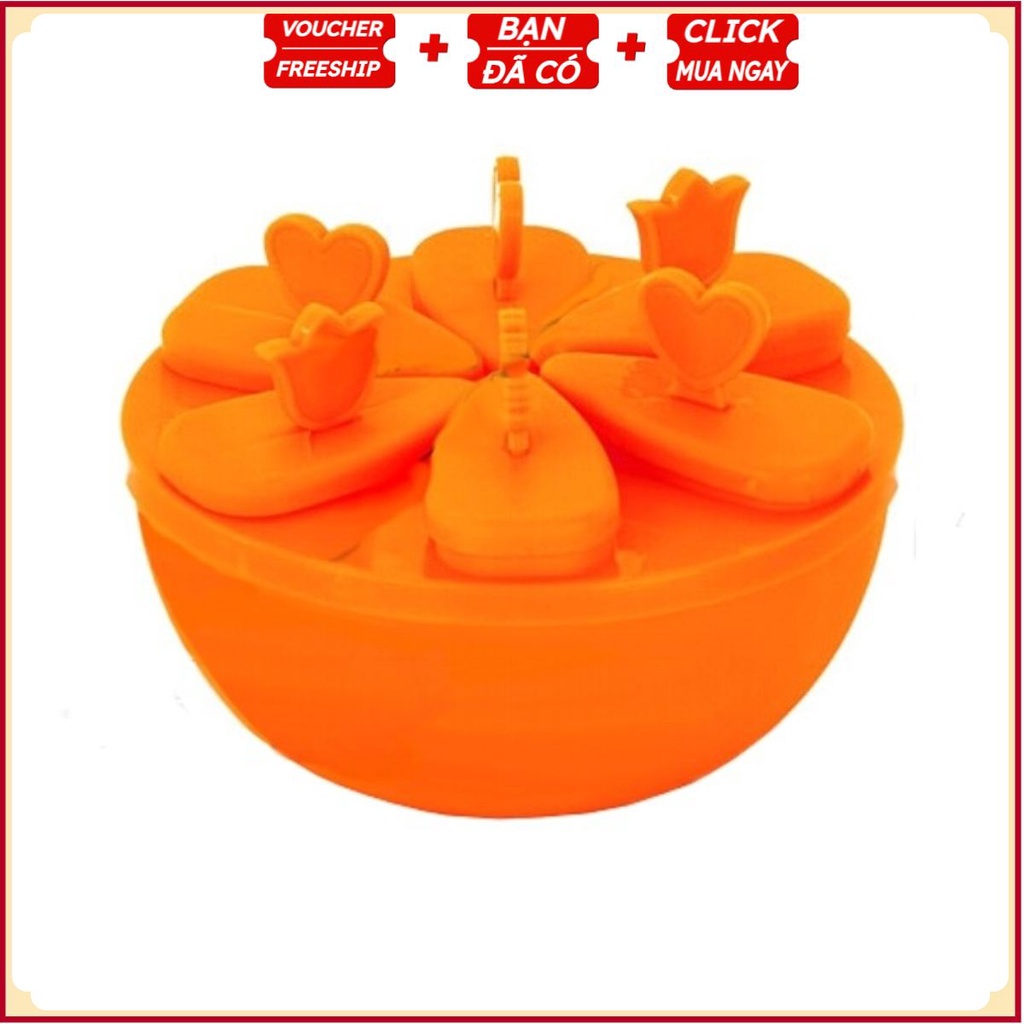 Khuôn làm kem 6 que hình tròn kiểu mới USA Store (Cam)