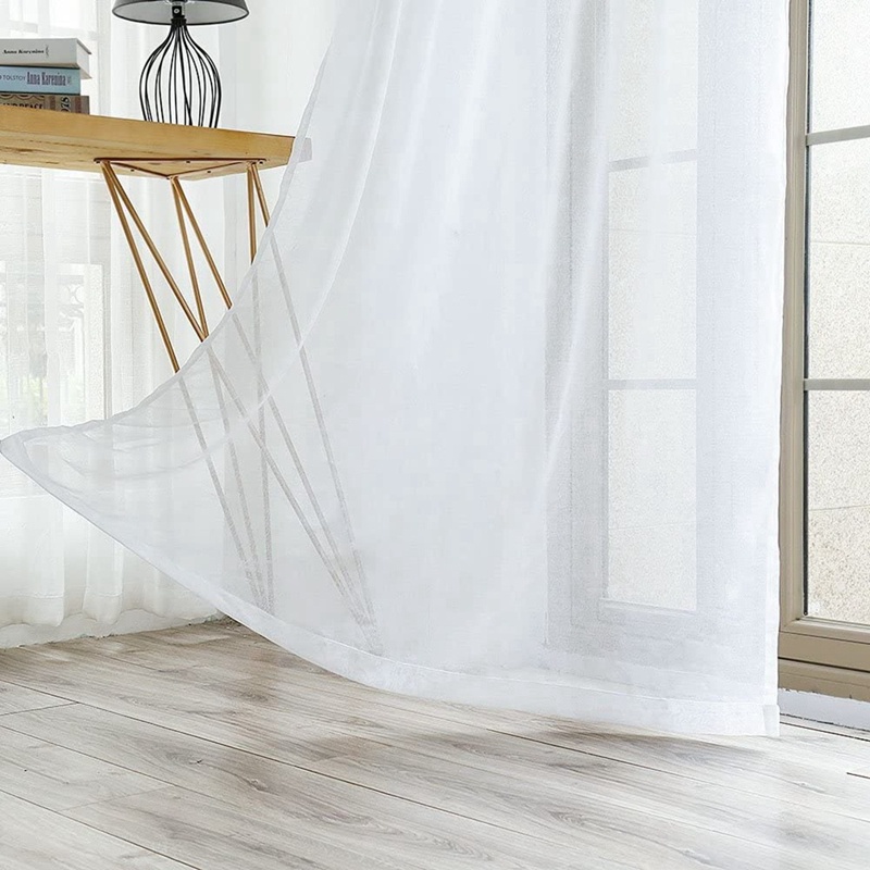 Set 4 Rèm Cửa Sổ 84 Inches Màu Trắng Bằng Vải Voan Trang Trí Phòng Khách / Phòng Ngủ