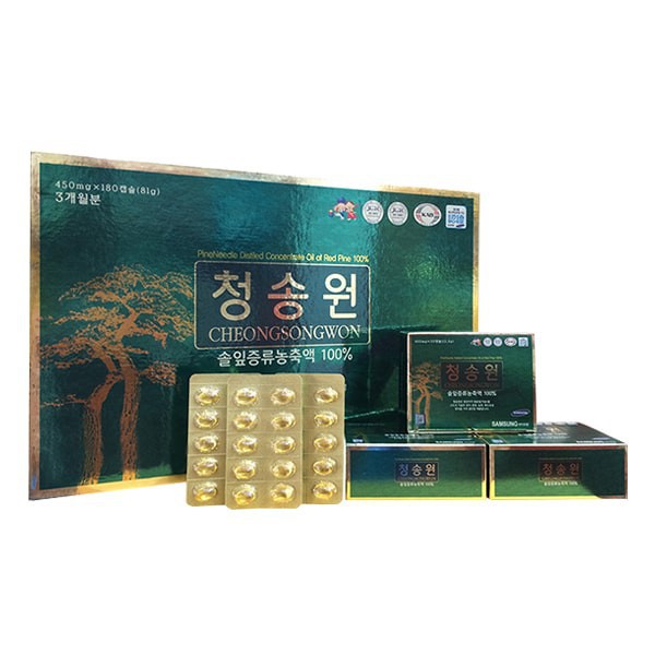 Tinh Dầu Thông Đỏ CHEONGSONGWON 180 Viên HÀN QUỐC Hộp Màu Xanh