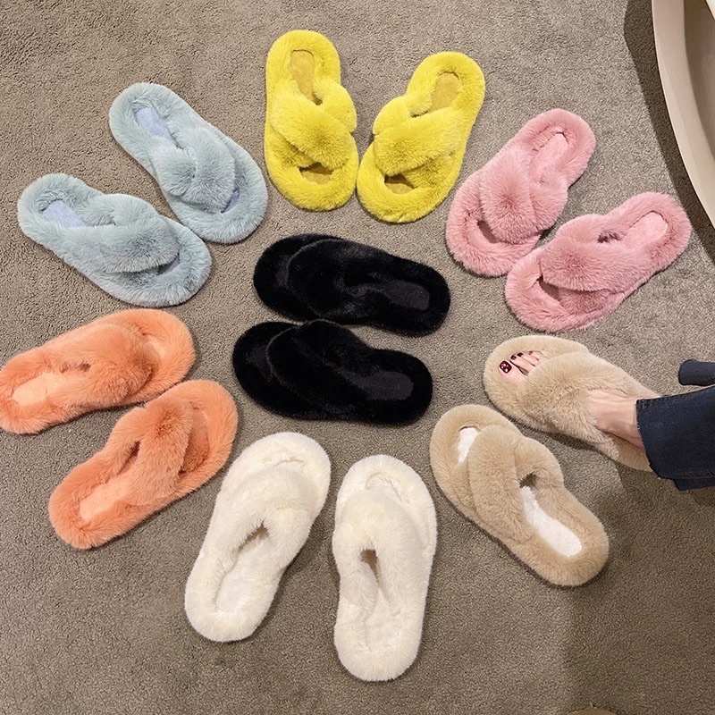 (HÀNG CÓ SẴN) Dép lê lông mềm quai chéo BIG SIZE 40-41-42