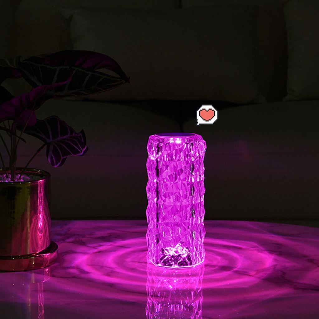 Đèn Để Bàn Bằng Acrylic Họa Tiết Hoa Hồng 3D Điều Khiển Cảm Ứng