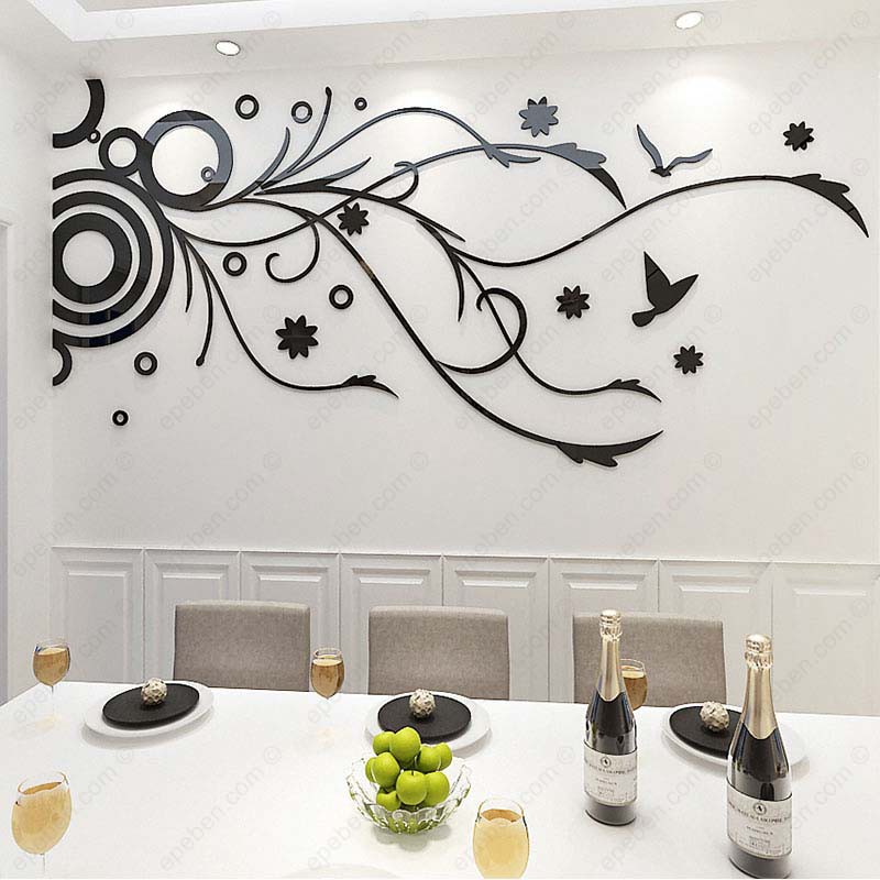 Tranh dán tường mica 3d decor khổ lớn hoa sáng trang trí phòng khách, phòng ngủ, phòng cưới Nhiều Size - EPeBen