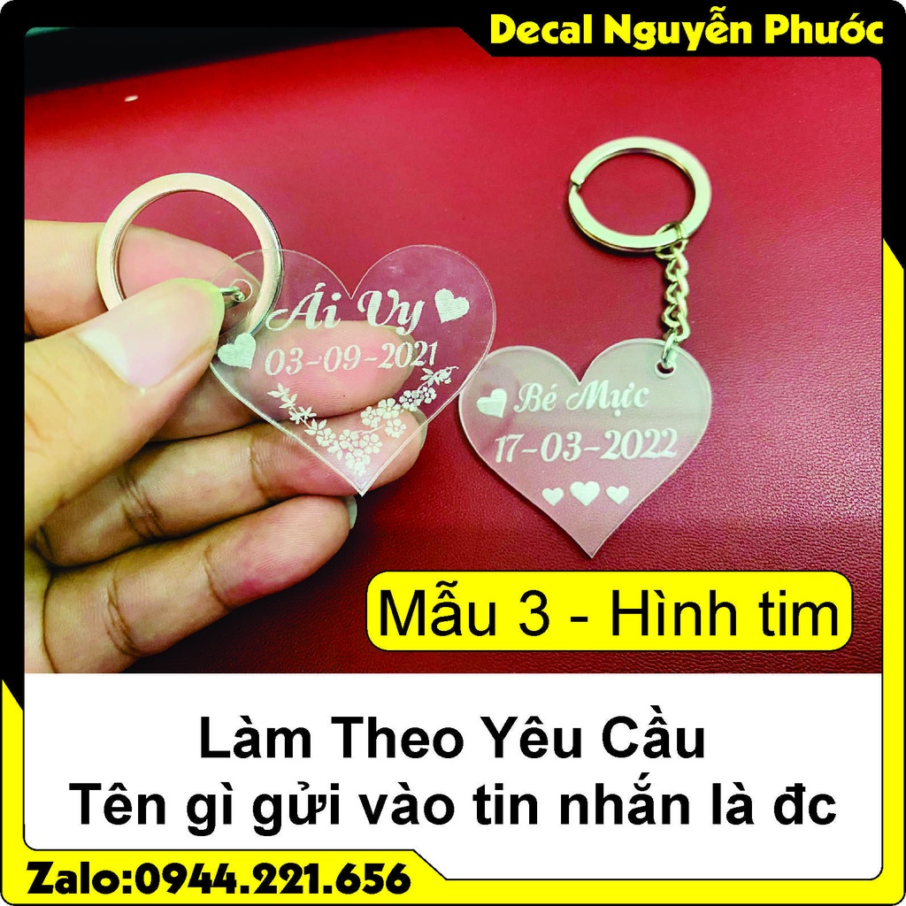 (Theo yêu cầu) Móc khoá khắc tên trong suốt - Gửi tên trong tin nhắn hoặc ghi chú cho shop