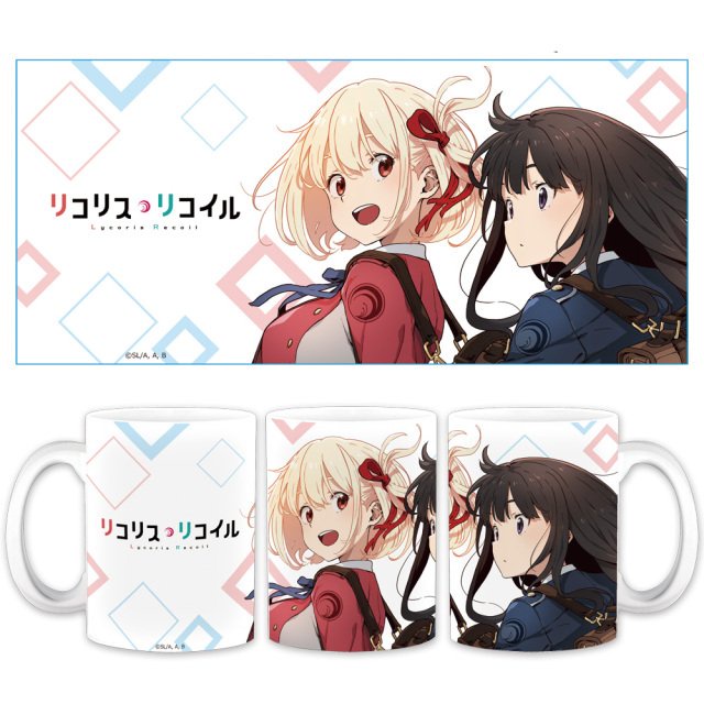 Cốc sứ trắng in hình nhân vật Lycoris Recoil Quán cà phê bất ổn anime chibi dễ thương tiện lợi thời trang quà tặng